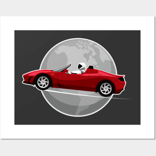 Tesla roadster Earth Posters and Art